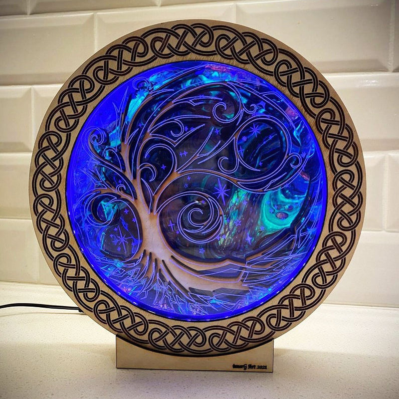 Unique Wooden Sculpture Tree Lamp