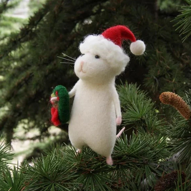 Felt Mouse and Pumpkin Ornament