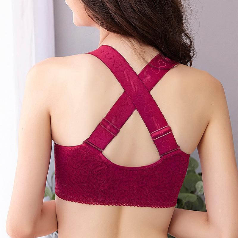 Wireless Front Closure Criss Cross Straps Lace Bras