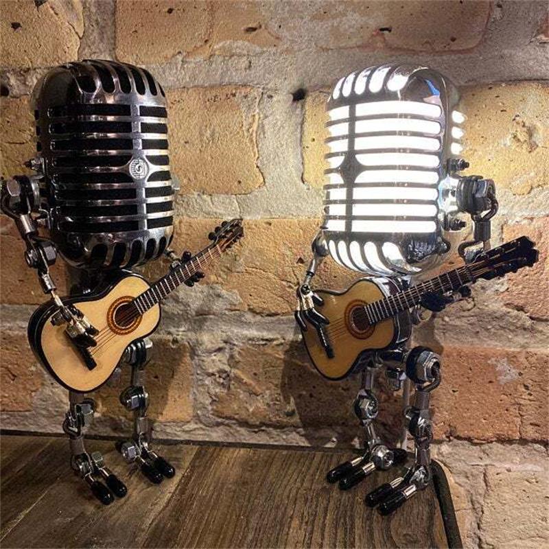 Vintage Microphone Robot Decoration