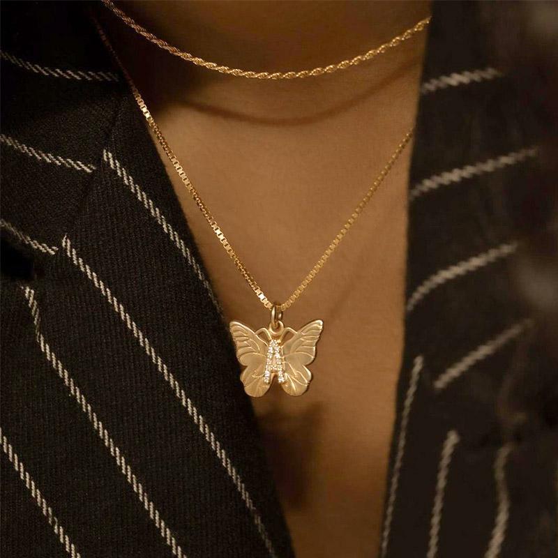 Butterfly Initial "A" Necklace