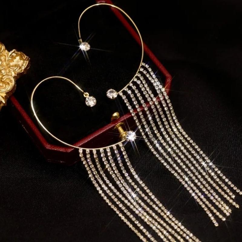 Sparkling Diamond Tassel Earrings