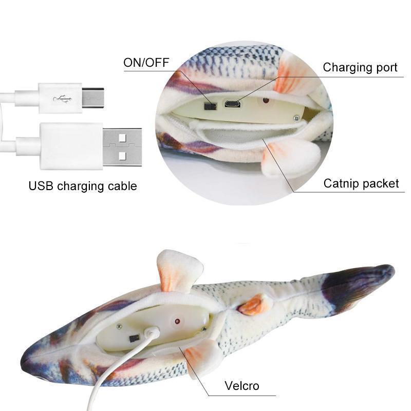 🐟Plush Simulation USB Charging Cat Fish Toy