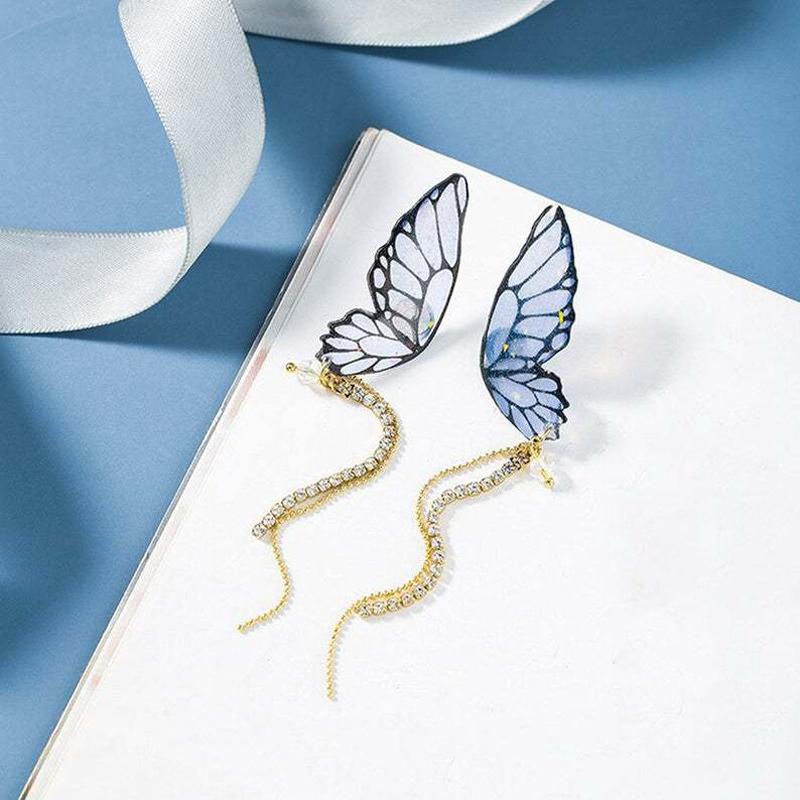 Butterfly Fringe Long Earrings