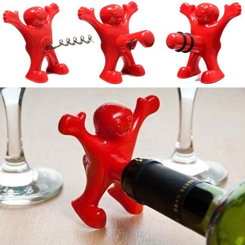 Happy Man Corkscrew - Bottle Opener, & Wine Stopper