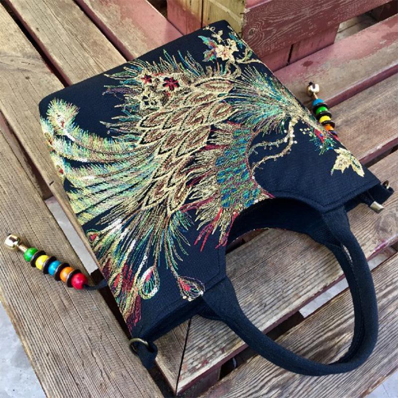 Ladies peacock embroidery bag