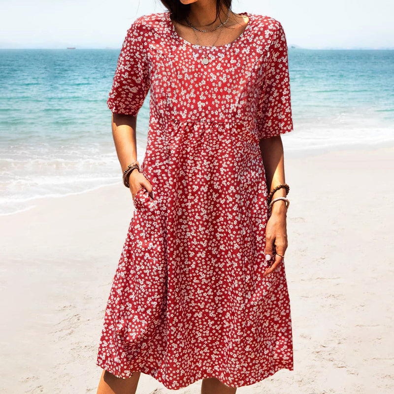 🎉Summer Specials🎉Round Neck Floral Beach Dress