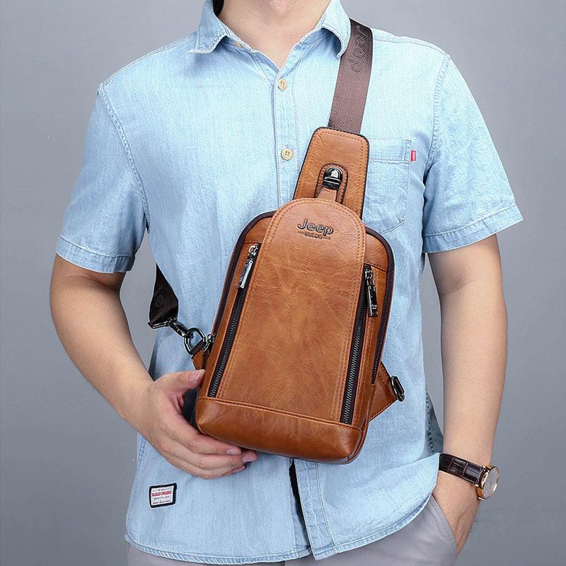 Casual retro men's shoulder chest bag