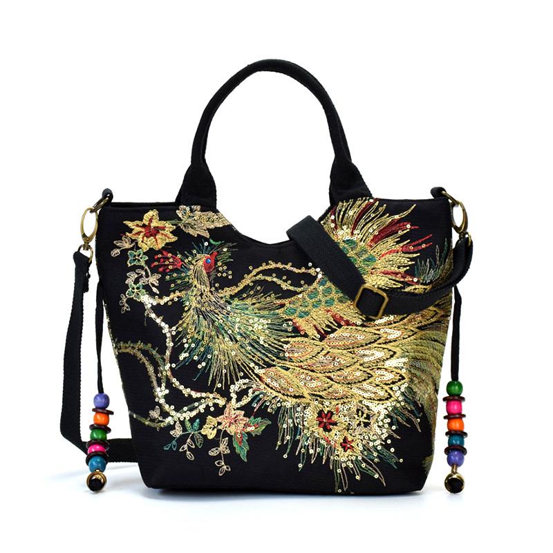 Ladies peacock embroidery bag