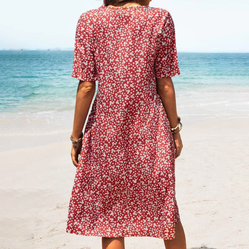 🎉Summer Specials🎉Round Neck Floral Beach Dress