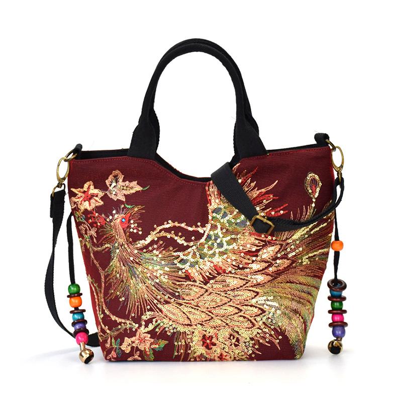 Ladies peacock embroidery bag