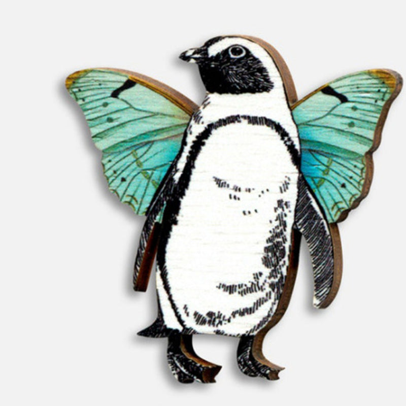 Handmade Wooden Magpie Brooch